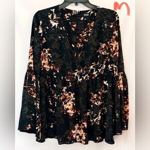 a.n.a Black and Pink Floral Top